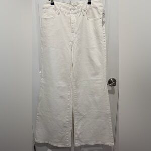 Good American Cream Flare Jeans